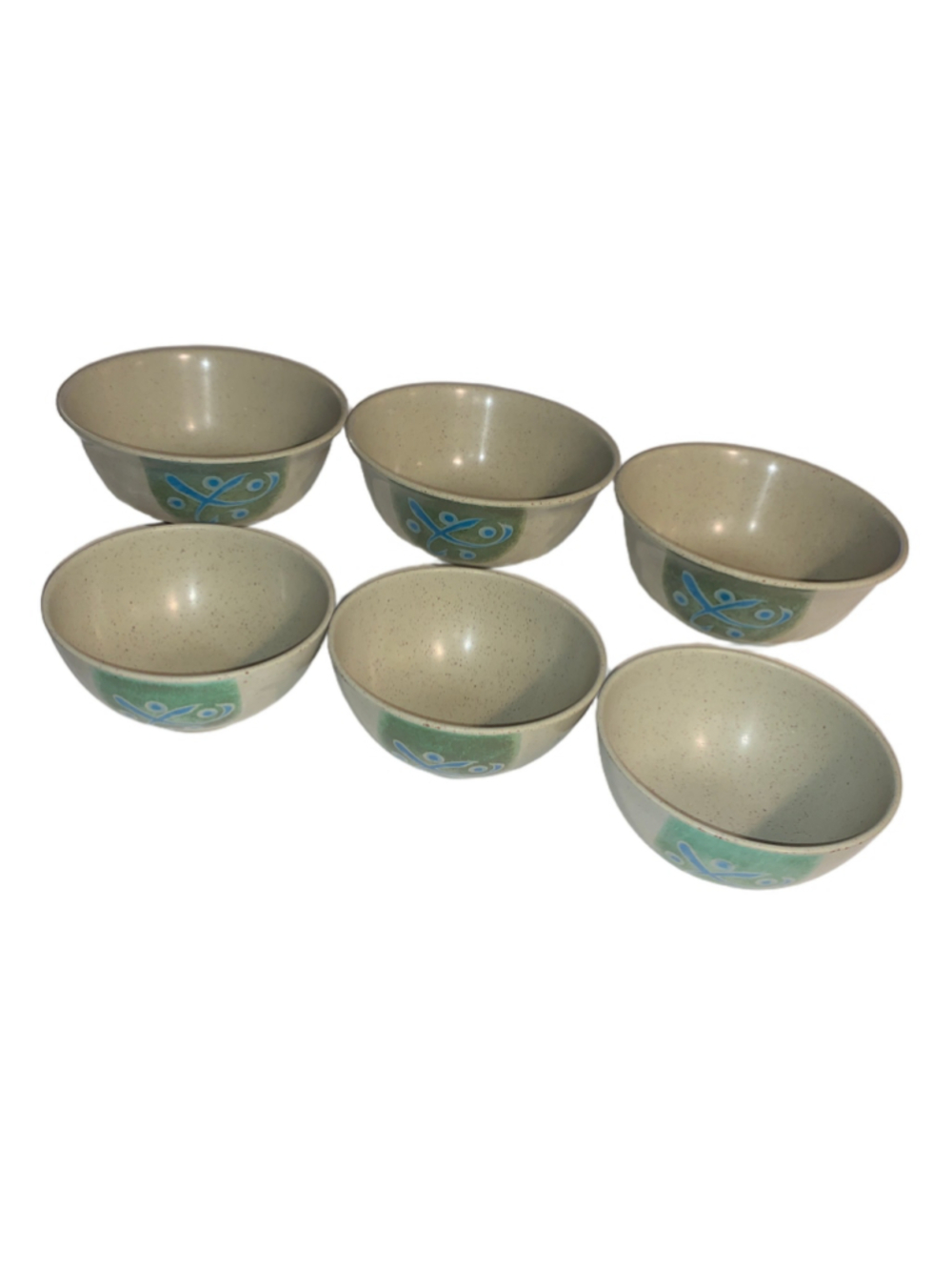 Ever-Unison Melamine Bowls Set of 3 big and 3 small Beige and Green One Size